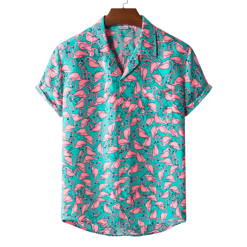 Men's Summer Leopard-Print Aloha Beach Party Shirt