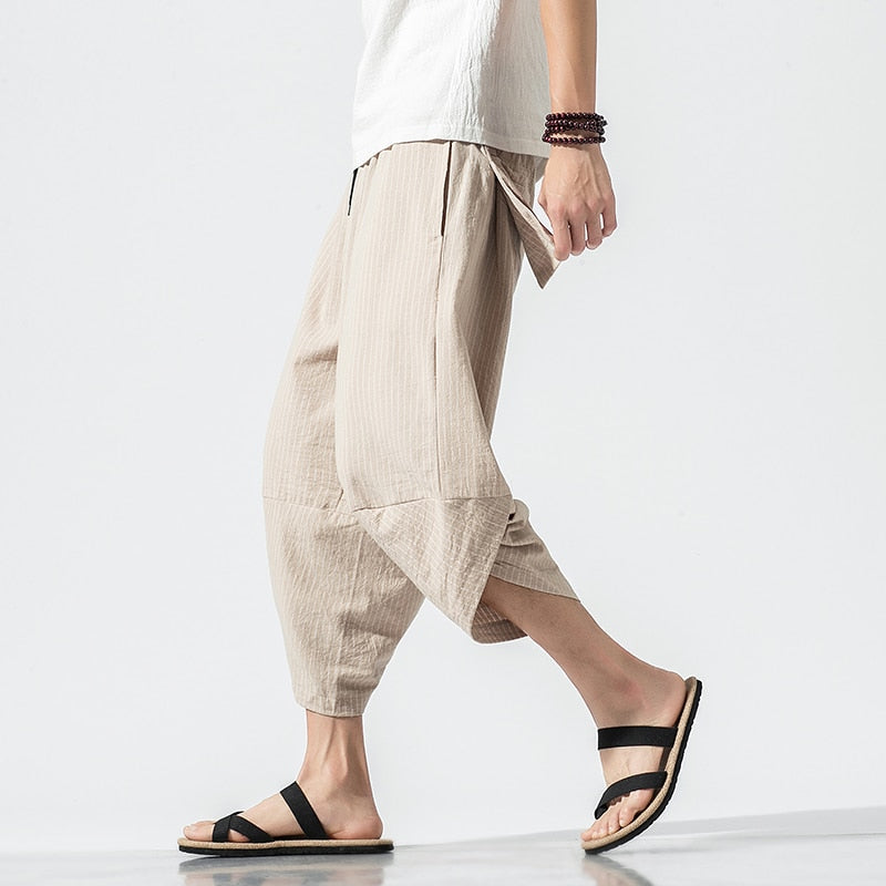 Harajuku Inspired Cotton Linen Wide Leg Men's Harem Pants
