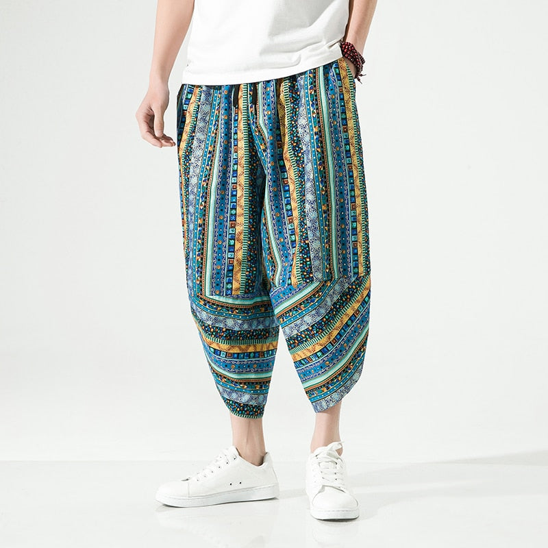 Harajuku Inspired Cotton Linen Wide Leg Men's Harem Pants