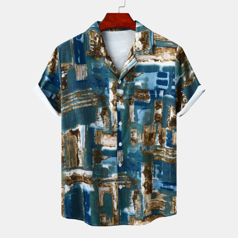 Men's Summer Leopard-Print Aloha Beach Party Shirt