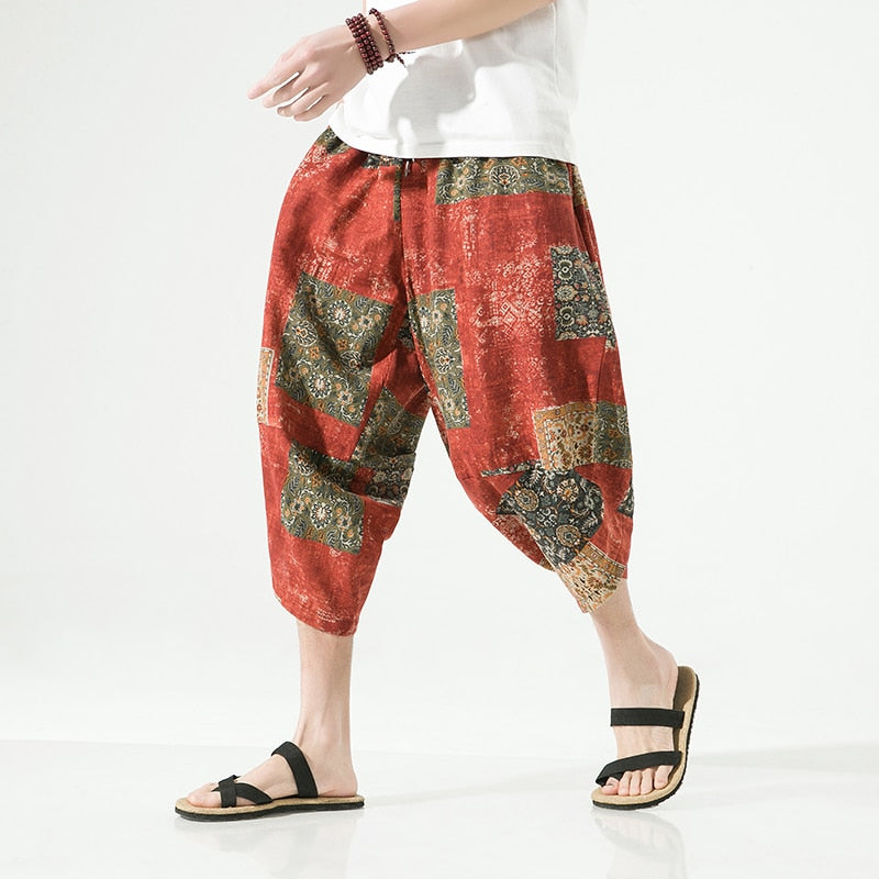 Harajuku Inspired Cotton Linen Wide Leg Men's Harem Pants