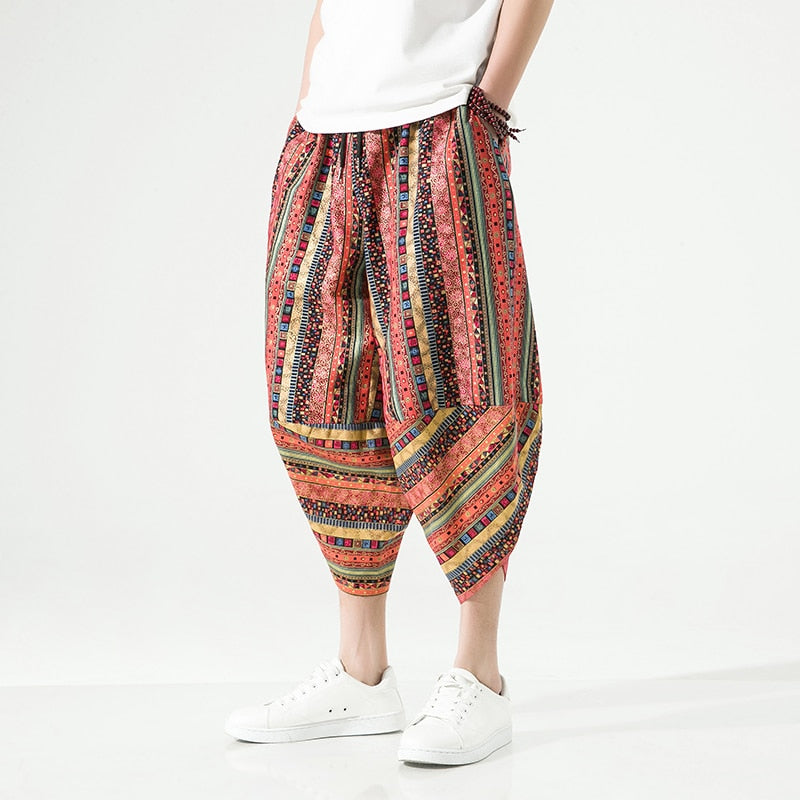 Harajuku Inspired Cotton Linen Wide Leg Men's Harem Pants