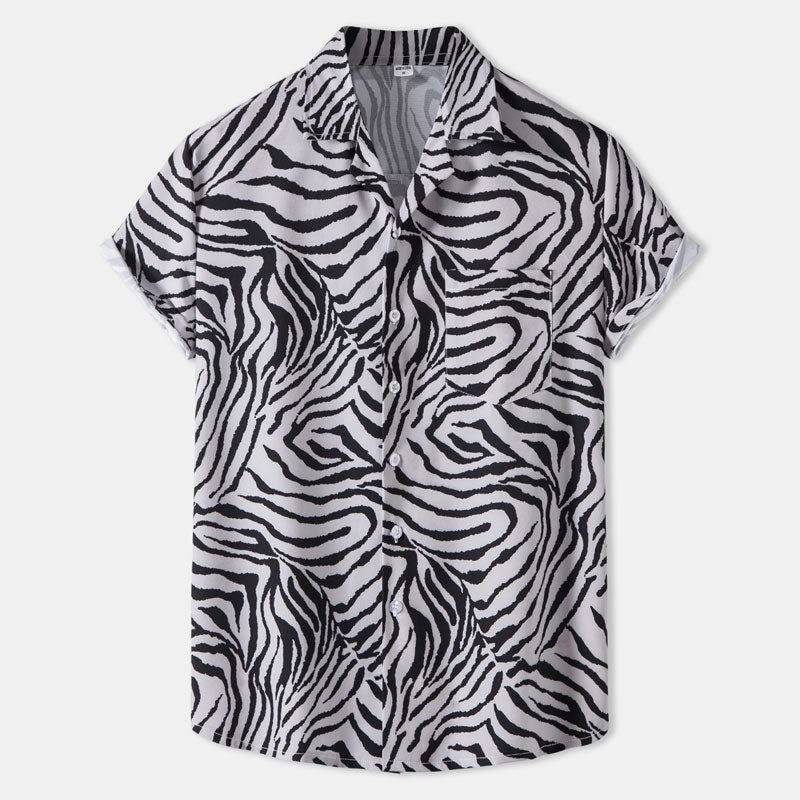 Men's Summer Leopard-Print Aloha Beach Party Shirt