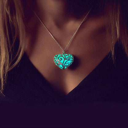 LumiLove Glow-in-the-Dark Heart Locket Necklace