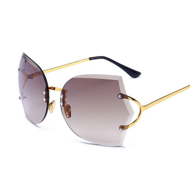 Graceful Gleam Cat Eye Rimless Sunglasses