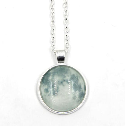 LunarLux Glow-in-the-Dark Full Moon Pendant Necklace