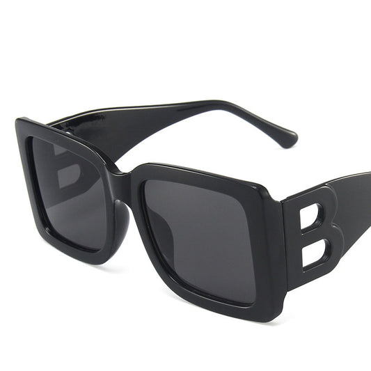 Modernista B-Shape Hollow Temple Large Square Sunglasses