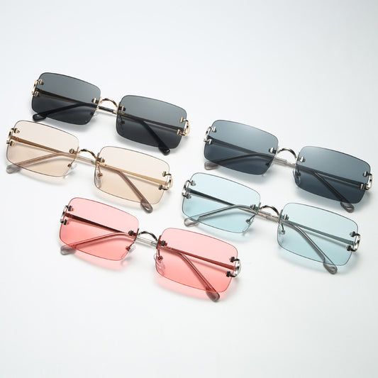Metro Chic Retro Rimless Metal Square Sunglasses
