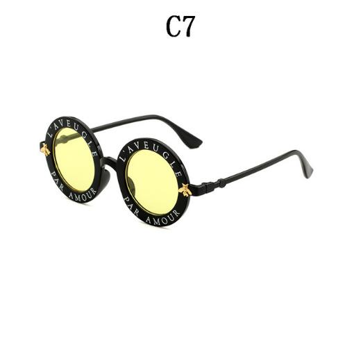 Vintage Bumblebee Lettering Round Sunglasses
