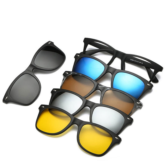 Quintessentials 5-in-1 Magnetic Clip-On Sunglasses Set