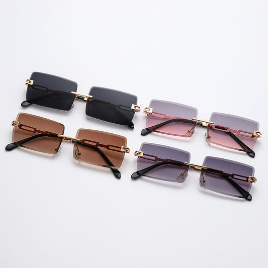 Urban Edge Hollow Metal Frameless Square Sunglasses