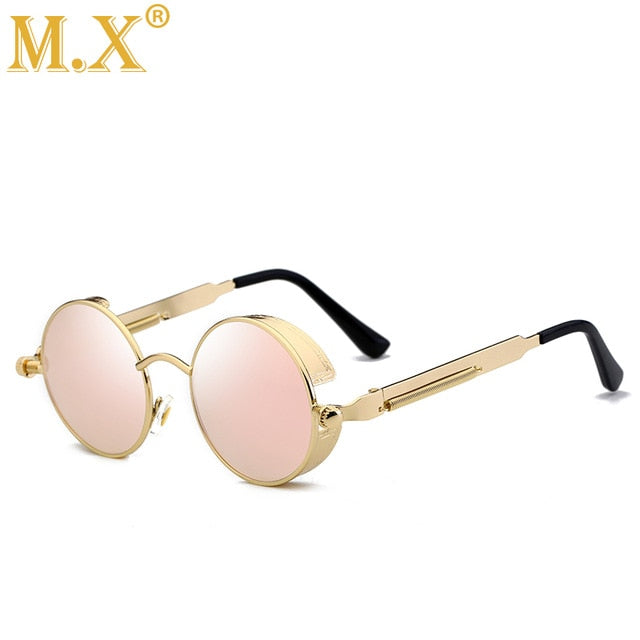 Alloy Elegance Round Steampunk UV400 Sunglasses
