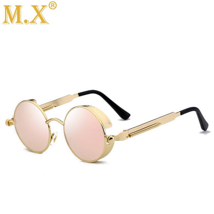 Alloy Elegance Round Steampunk UV400 Sunglasses