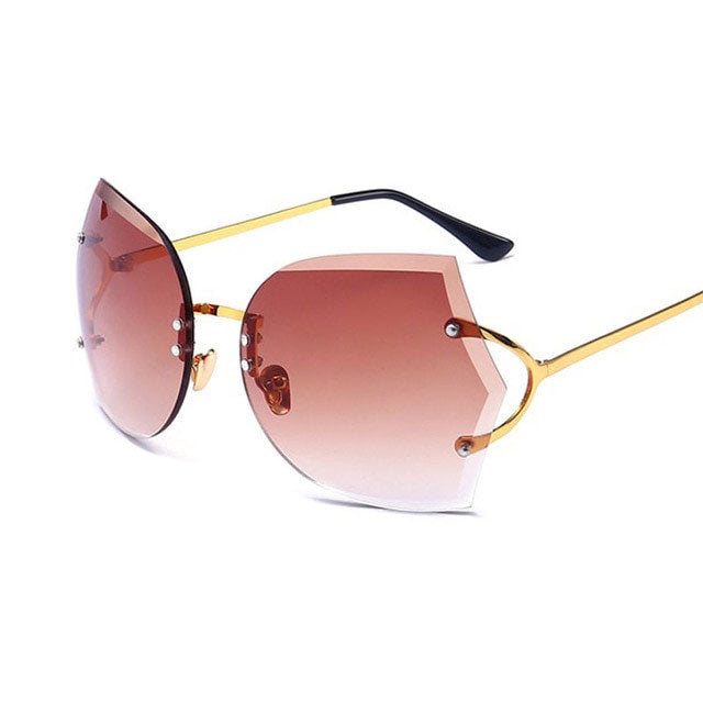 Graceful Gleam Cat Eye Rimless Sunglasses