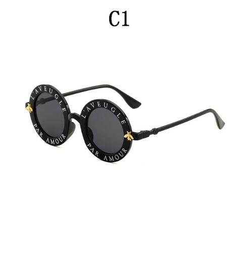 Vintage Bumblebee Lettering Round Sunglasses