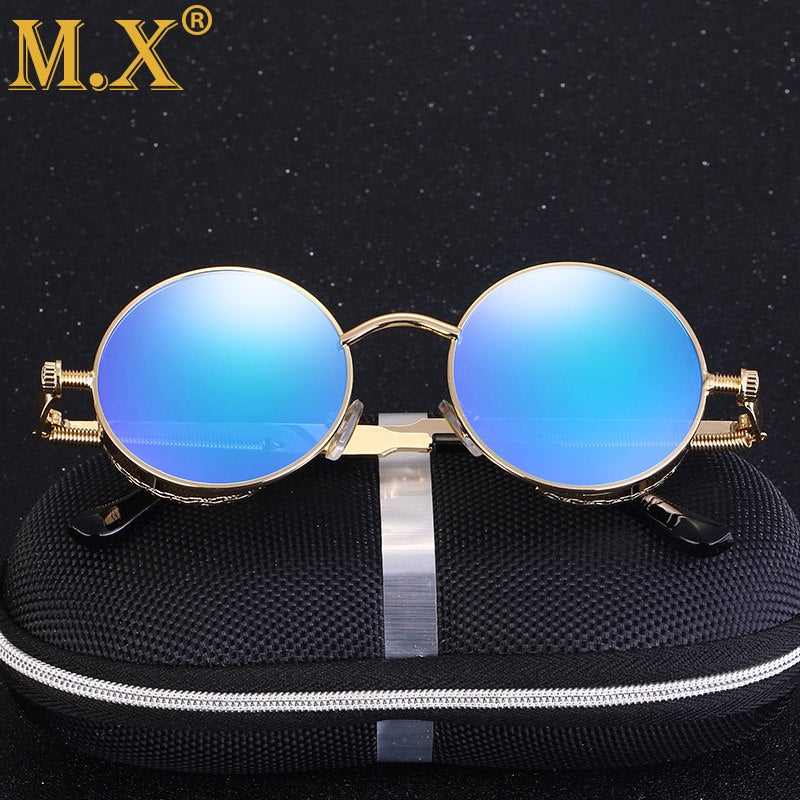 Alloy Elegance Round Steampunk UV400 Sunglasses