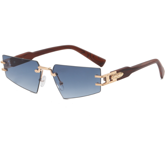 ForestFusion Frameless Grey Wood-Grain Sunglasses