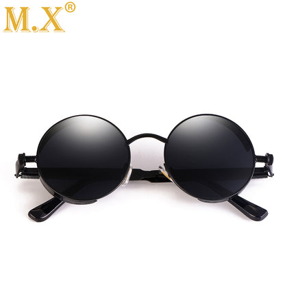 Alloy Elegance Round Steampunk UV400 Sunglasses