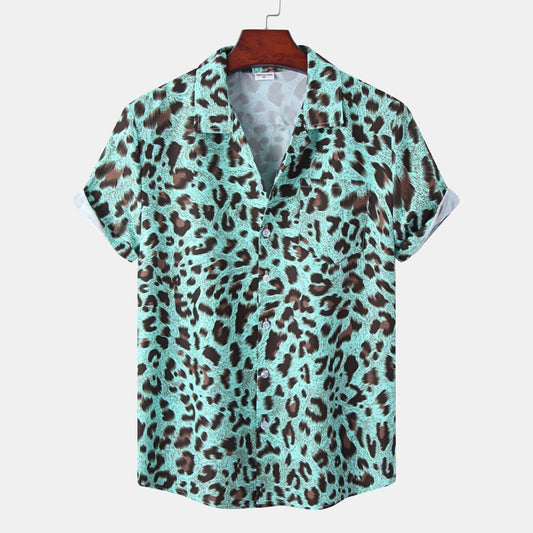 Men's Summer Leopard-Print Aloha Beach Party Shirt