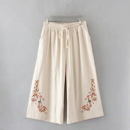 Summer Breeze Embroidered Linen Capris