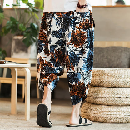 Harajuku Inspired Cotton Linen Wide Leg Men's Harem Pants