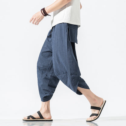 Harajuku Inspired Cotton Linen Wide Leg Men's Harem Pants