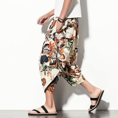 Harajuku Inspired Cotton Linen Wide Leg Men's Harem Pants